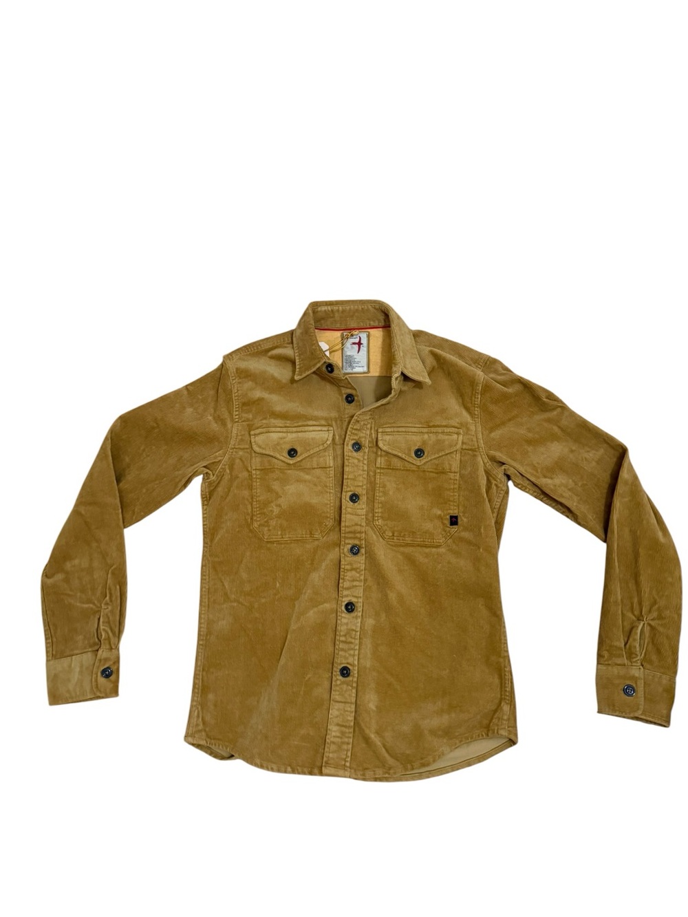 Corduroy Long-Sleeve Button-Down Shirt in Mustard Yellow - Picture 3 of 5